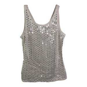 White House Black‎ Market Women's Tank Top Sleeveless Blouse Gold Sequins XS NWT